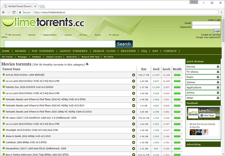 LimeTorrents торрент трекер
